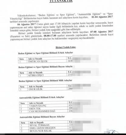 Kırşehir Ahi Evran Üniversitesi Besyo Yedekten Kazananlar Listesi açıklandı. Kırşehir Besyo Yedekden Kazananlar Listesi